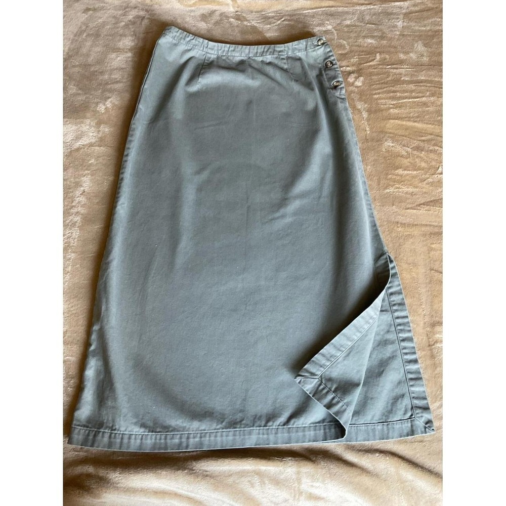 Eddie Bauer Maxi Skirt 10 Button Clouser Bottom Side Slit Boho s18